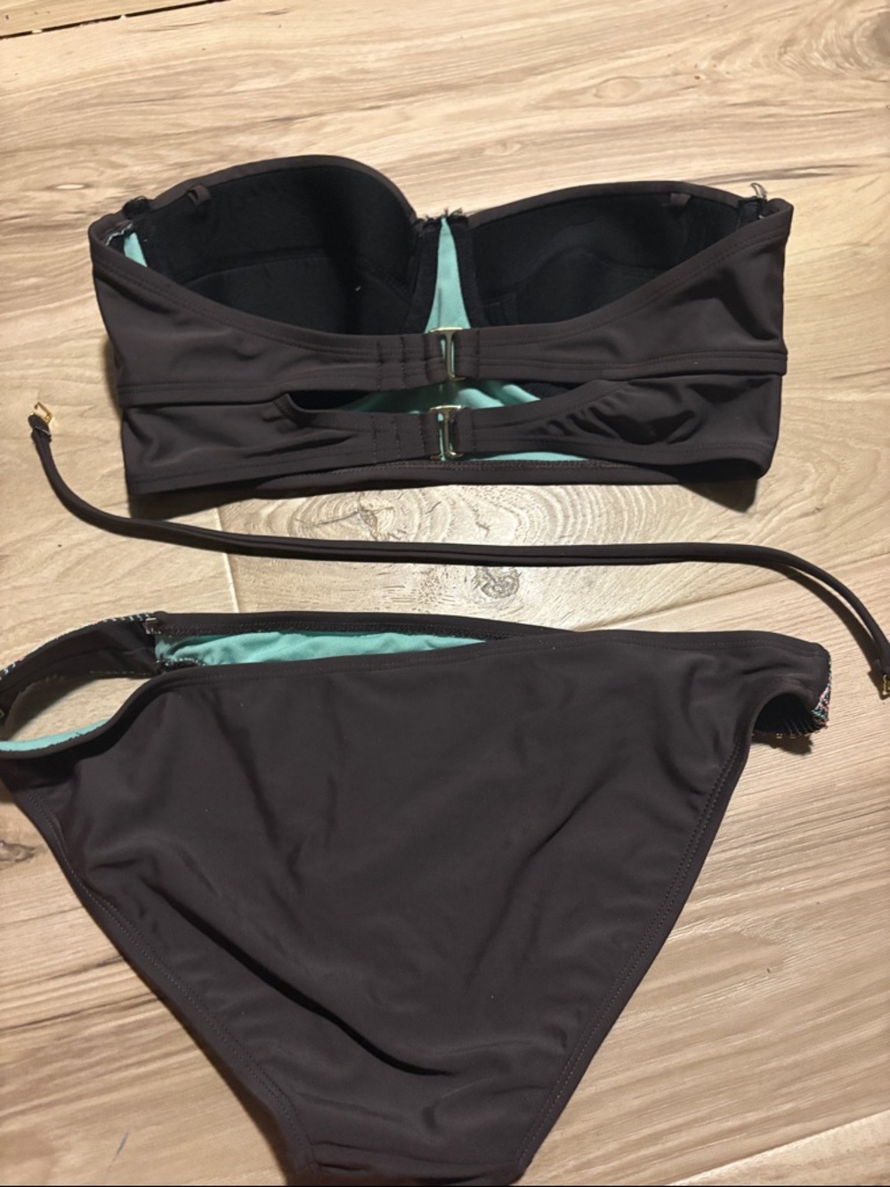 Women’s Dark Grey Two-Piece Swim Bikini with Mint Lining - Picture 7 of 7